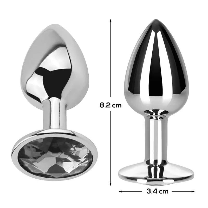Butt Plug with Jewel Diamond White Size M Aluminium AFTERDARK Butt Plug with Jewel Diamond White Size M Aluminium AFTERDARK