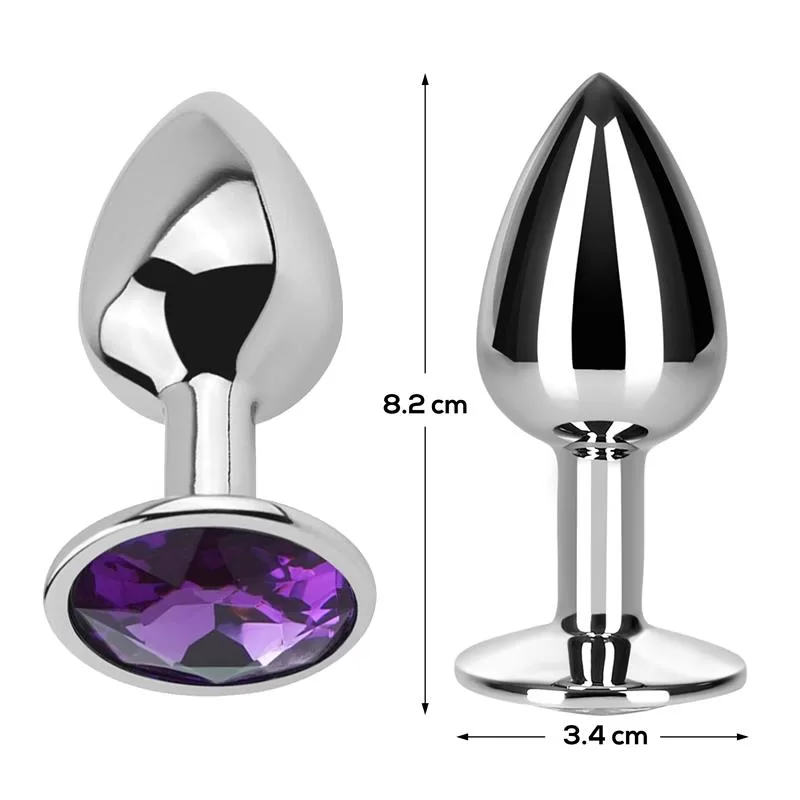 Butt Plug with Jewel Purple Amethyst Size M Aluminium AFTERDARK Butt Plug with Jewel Purple Amethyst Size M Aluminium AFTERDARK