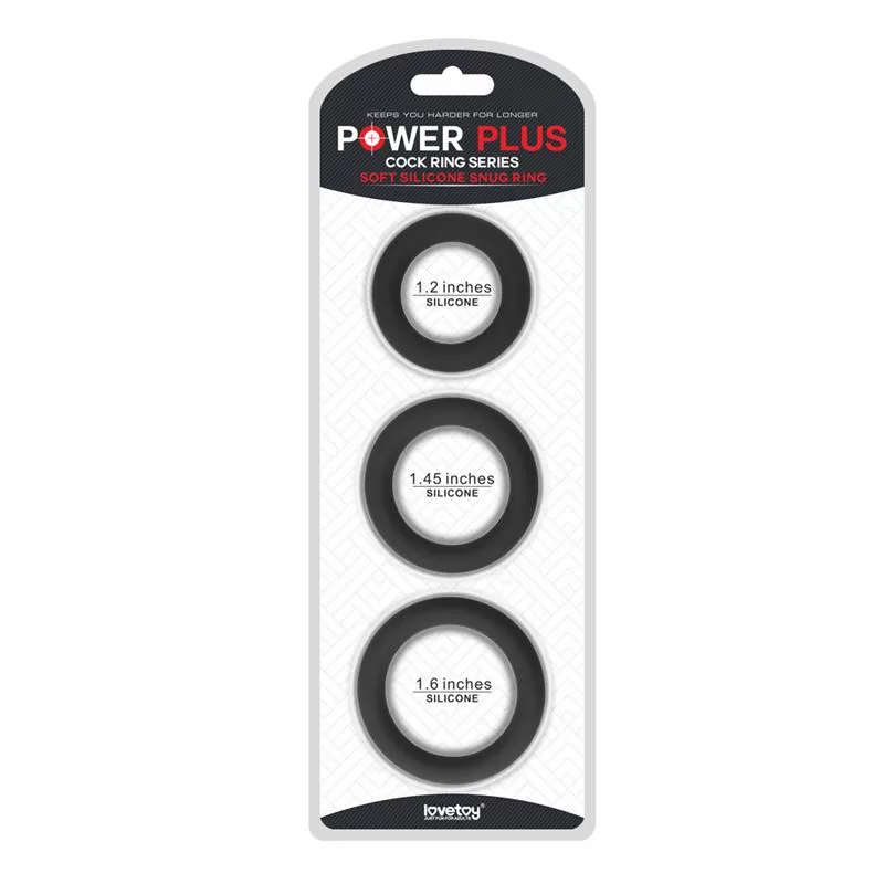 Pack of 3 Penis Ring Power Plus Black LOVETOY Pack of 3 Penis Ring Power Plus Black LOVETOY