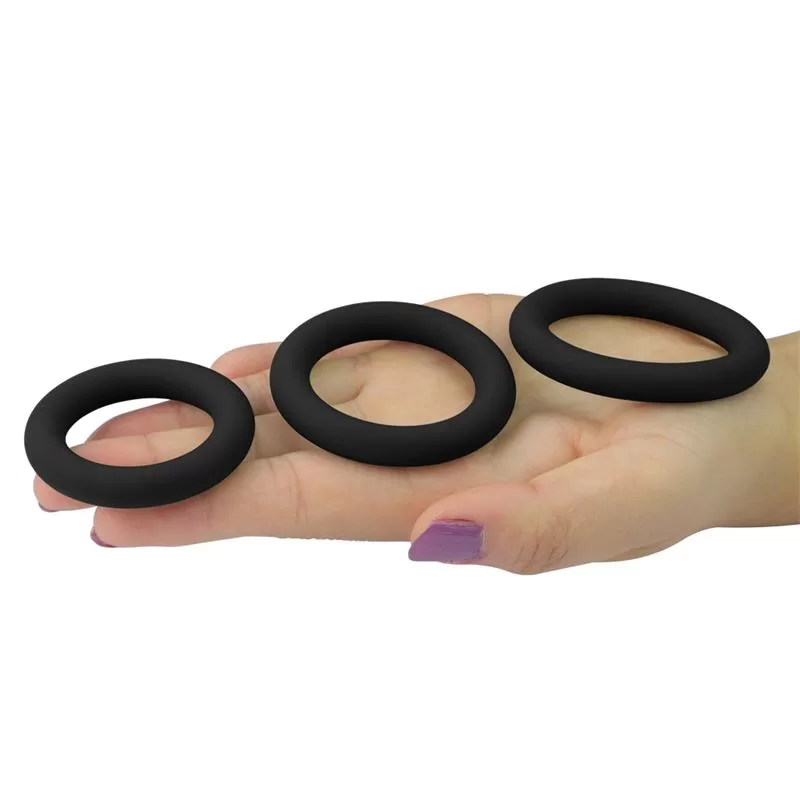 Pack of 3 Penis Ring Power Plus Black LOVETOY Pack of 3 Penis Ring Power Plus Black LOVETOY